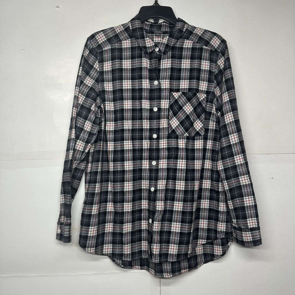 Eddie Bauer Women’s Large Plaid Button Front Long Sleeve Shirt Casual Top